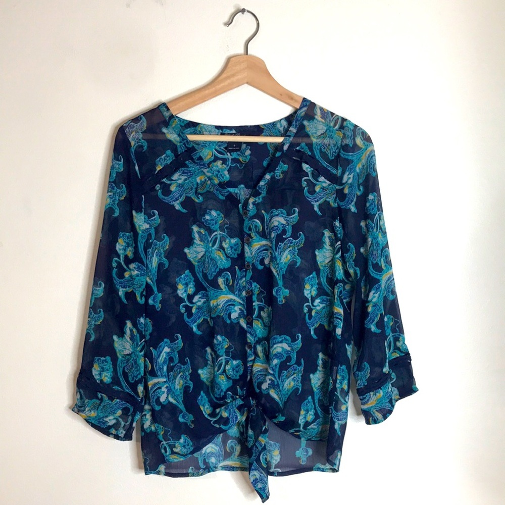 Lucky‎ brand ladies Gypsie lightweight sheer blouse size small whimsical